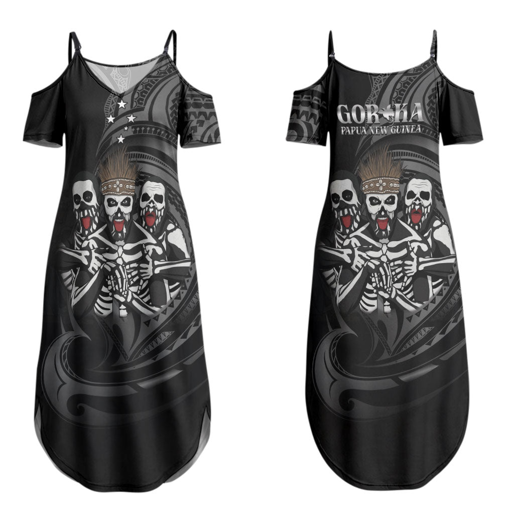 Skeleton Tribe Simbu Province Couples Matching Summer Maxi Dress and Long Sleeve Button Shirt Papua New Guinea Indigenous Pattern LT9 - Polynesian Pride