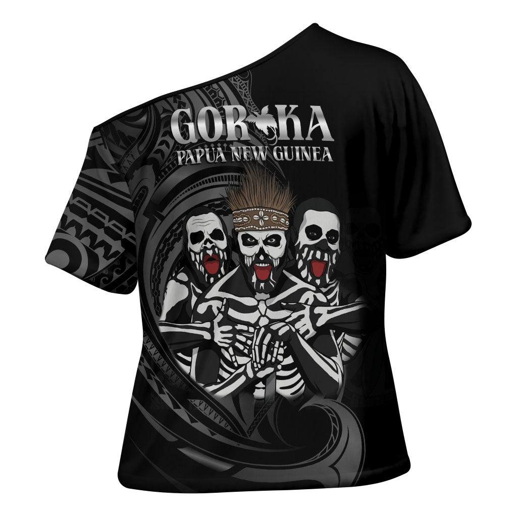 Skeleton Tribe Simbu Province Cross Shoulder Shirt Papua New Guinea Indigenous Pattern LT9 - Polynesian Pride