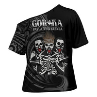 Skeleton Tribe Simbu Province Cross Shoulder Shirt Papua New Guinea Indigenous Pattern LT9 - Polynesian Pride