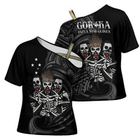 Skeleton Tribe Simbu Province Cross Shoulder Shirt Papua New Guinea Indigenous Pattern LT9 - Polynesian Pride