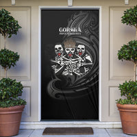 Skeleton Tribe Simbu Province Door Cover Papua New Guinea Indigenous Pattern LT9 Black - Polynesian Pride