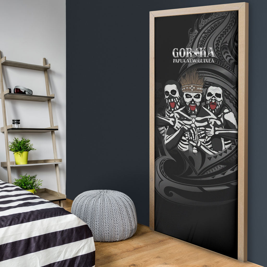 Skeleton Tribe Simbu Province Door Cover Papua New Guinea Indigenous Pattern LT9 - Polynesian Pride