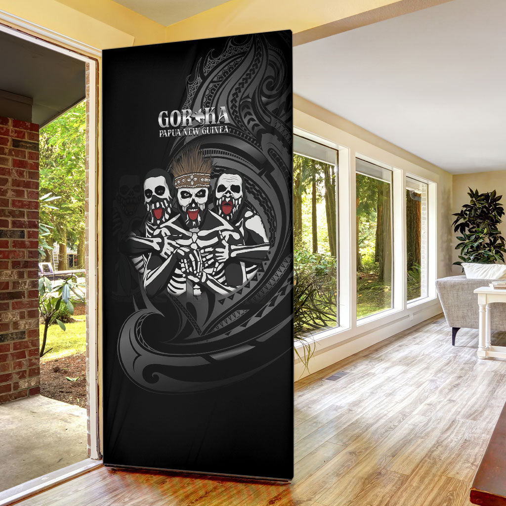 Skeleton Tribe Simbu Province Door Cover Papua New Guinea Indigenous Pattern LT9 - Polynesian Pride