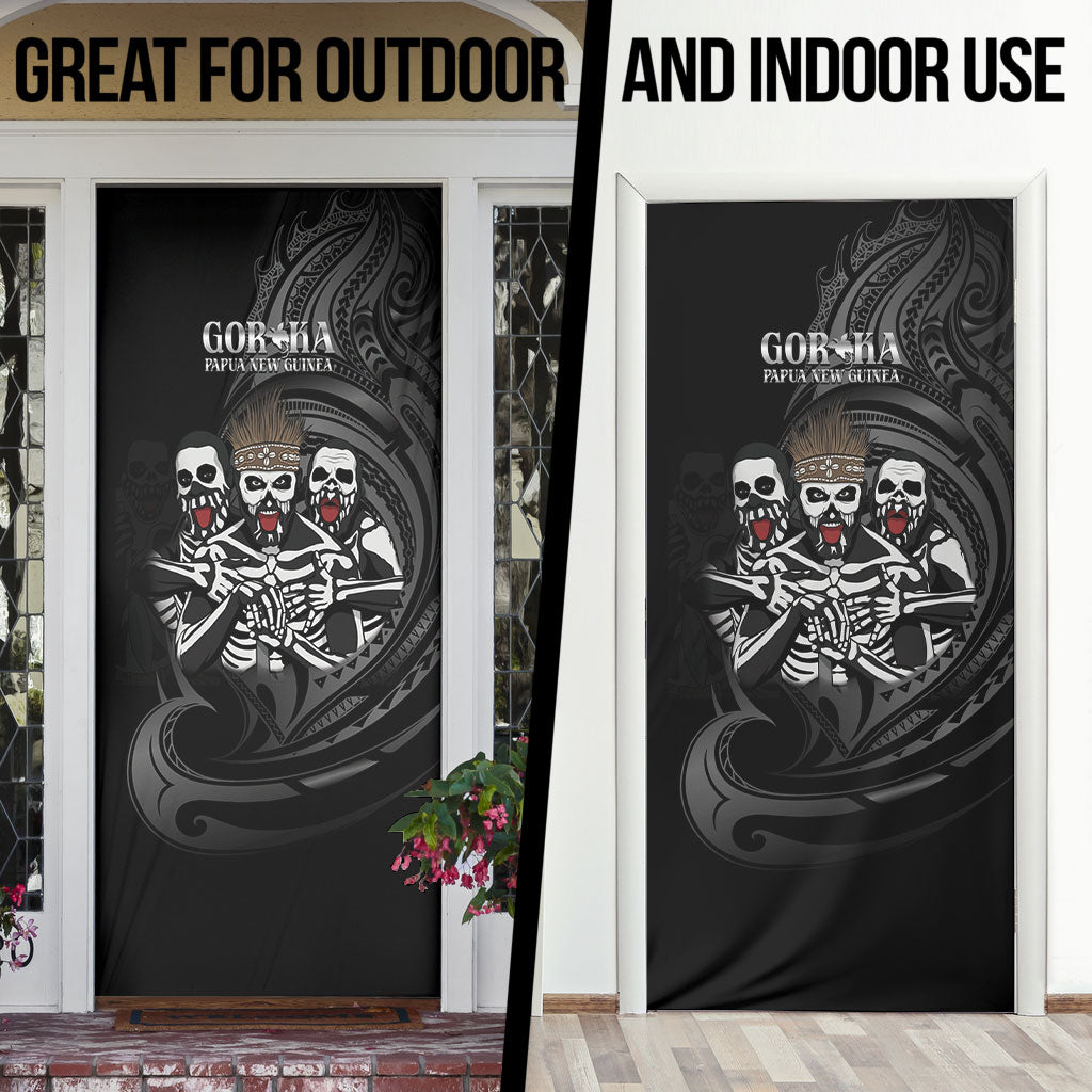 Skeleton Tribe Simbu Province Door Cover Papua New Guinea Indigenous Pattern LT9 - Polynesian Pride