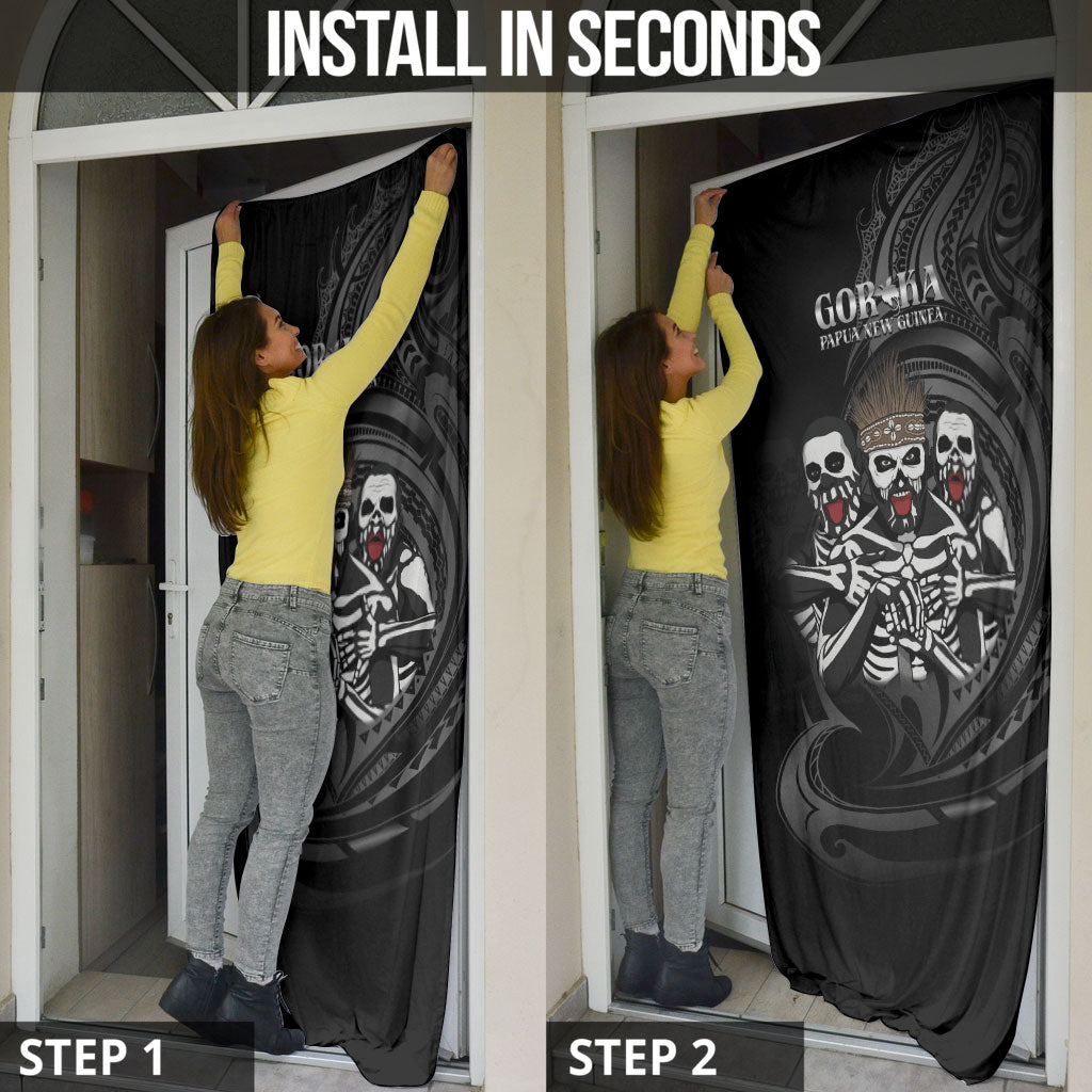 Skeleton Tribe Simbu Province Door Cover Papua New Guinea Indigenous Pattern LT9 - Polynesian Pride