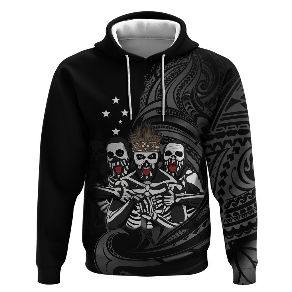 Skeleton Tribe Simbu Province Hoodie Papua New Guinea Indigenous Pattern LT9 Pullover Hoodie Black - Polynesian Pride