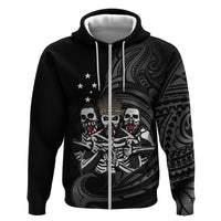 Skeleton Tribe Simbu Province Hoodie Papua New Guinea Indigenous Pattern LT9 Zip Hoodie Black - Polynesian Pride
