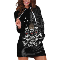 Skeleton Tribe Simbu Province Hoodie Dress Papua New Guinea Indigenous Pattern LT9 Black - Polynesian Pride
