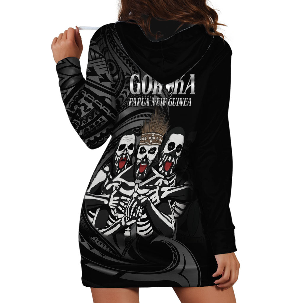 Skeleton Tribe Simbu Province Hoodie Dress Papua New Guinea Indigenous Pattern LT9 - Polynesian Pride