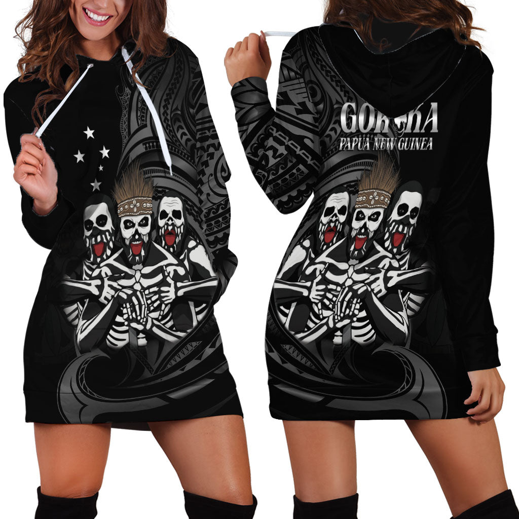 Skeleton Tribe Simbu Province Hoodie Dress Papua New Guinea Indigenous Pattern LT9 - Polynesian Pride