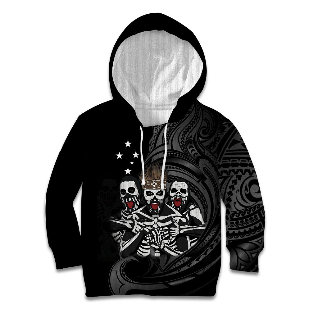 Skeleton Tribe Simbu Province Kid Hoodie Papua New Guinea Indigenous Pattern LT9 Hoodie Black - Polynesian Pride