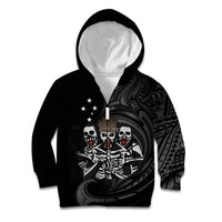 Skeleton Tribe Simbu Province Kid Hoodie Papua New Guinea Indigenous Pattern LT9 Zip Hoodie Black - Polynesian Pride