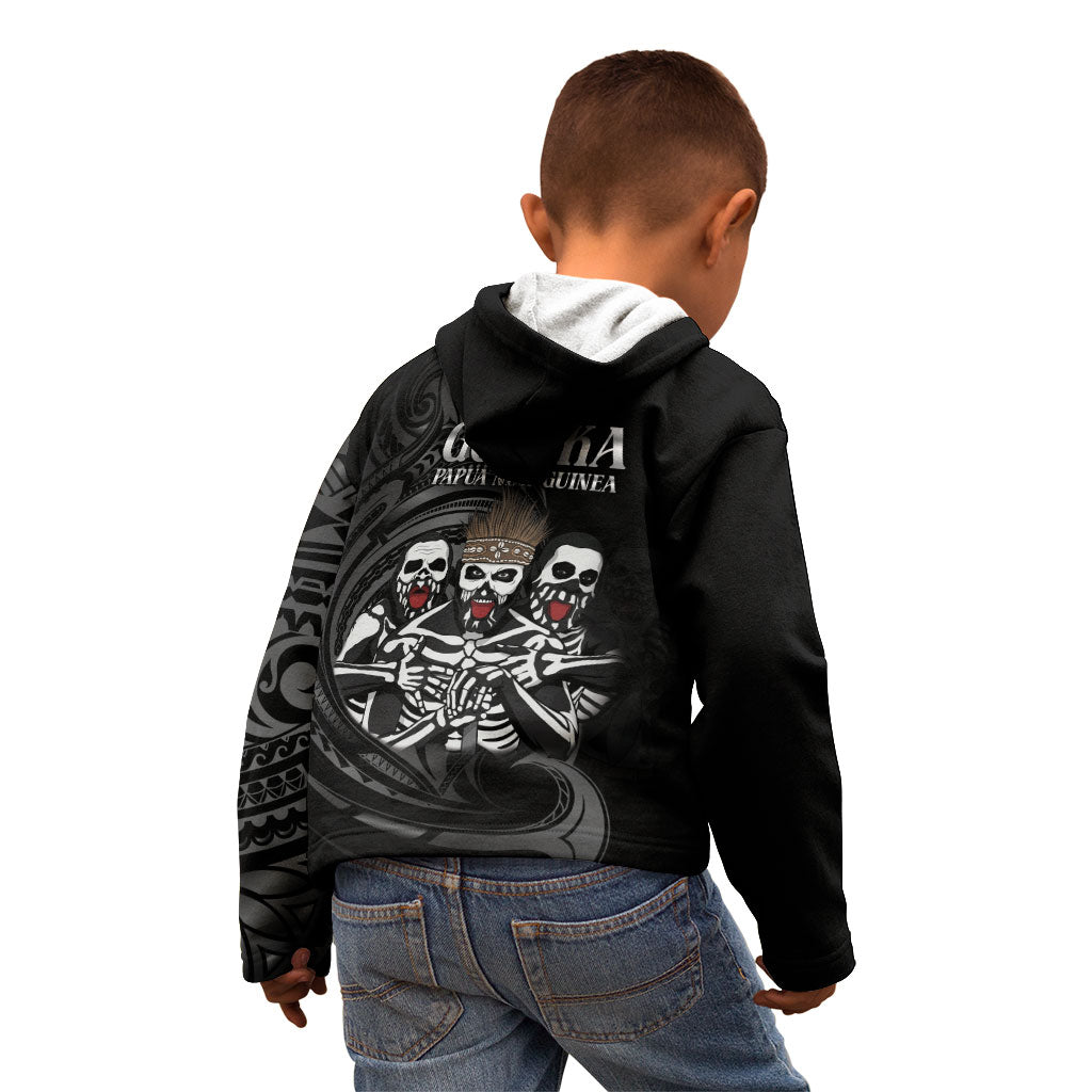 Skeleton Tribe Simbu Province Kid Hoodie Papua New Guinea Indigenous Pattern LT9 - Polynesian Pride