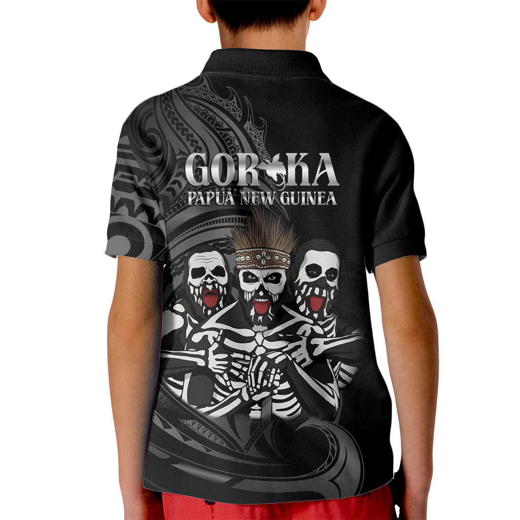 Skeleton Tribe Simbu Province Kid Polo Shirt Papua New Guinea Indigenous Pattern LT9 - Polynesian Pride