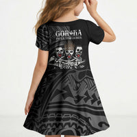 Skeleton Tribe Simbu Province Kid Short Sleeve Dress Papua New Guinea Indigenous Pattern LT9 - Polynesian Pride