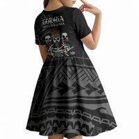 Skeleton Tribe Simbu Province Kid Short Sleeve Dress Papua New Guinea Indigenous Pattern LT9 - Polynesian Pride