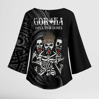 Skeleton Tribe Simbu Province Kimono Sleeve Blouse Papua New Guinea Indigenous Pattern LT9 - Polynesian Pride