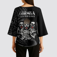 Skeleton Tribe Simbu Province Kimono Sleeve Blouse Papua New Guinea Indigenous Pattern LT9 - Polynesian Pride