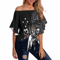 Skeleton Tribe Simbu Province Off Shoulder Wrap Waist Top Papua New Guinea Indigenous Pattern LT9 - Polynesian Pride