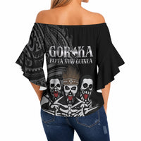 Skeleton Tribe Simbu Province Off Shoulder Wrap Waist Top Papua New Guinea Indigenous Pattern LT9 - Polynesian Pride