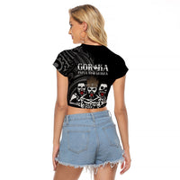 Skeleton Tribe Simbu Province Raglan Cropped T Shirt Papua New Guinea Indigenous Pattern LT9 - Polynesian Pride