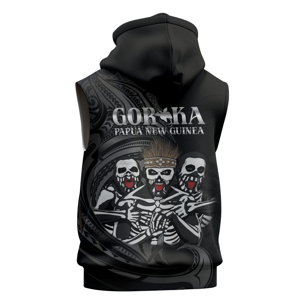 Skeleton Tribe Simbu Province Sleeveless Hoodie Papua New Guinea Indigenous Pattern LT9 - Polynesian Pride