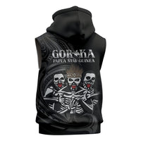 Skeleton Tribe Simbu Province Sleeveless Hoodie Papua New Guinea Indigenous Pattern LT9 - Polynesian Pride
