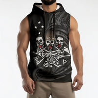Skeleton Tribe Simbu Province Sleeveless Hoodie Papua New Guinea Indigenous Pattern LT9 - Polynesian Pride