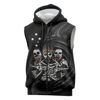 Skeleton Tribe Simbu Province Sleeveless Zip Hoodie Papua New Guinea Indigenous Pattern LT9 Black - Polynesian Pride