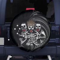 Skeleton Tribe Simbu Province Spare Tire Cover Papua New Guinea Indigenous Pattern LT9 No hole Black - Polynesian Pride