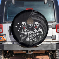 Skeleton Tribe Simbu Province Spare Tire Cover Papua New Guinea Indigenous Pattern LT9 Black - Polynesian Pride
