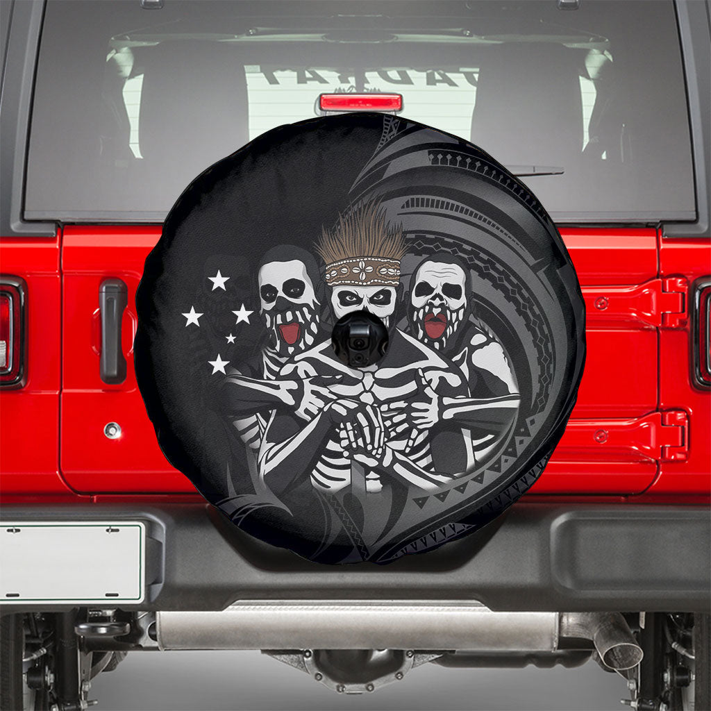 Skeleton Tribe Simbu Province Spare Tire Cover Papua New Guinea Indigenous Pattern LT9 - Polynesian Pride