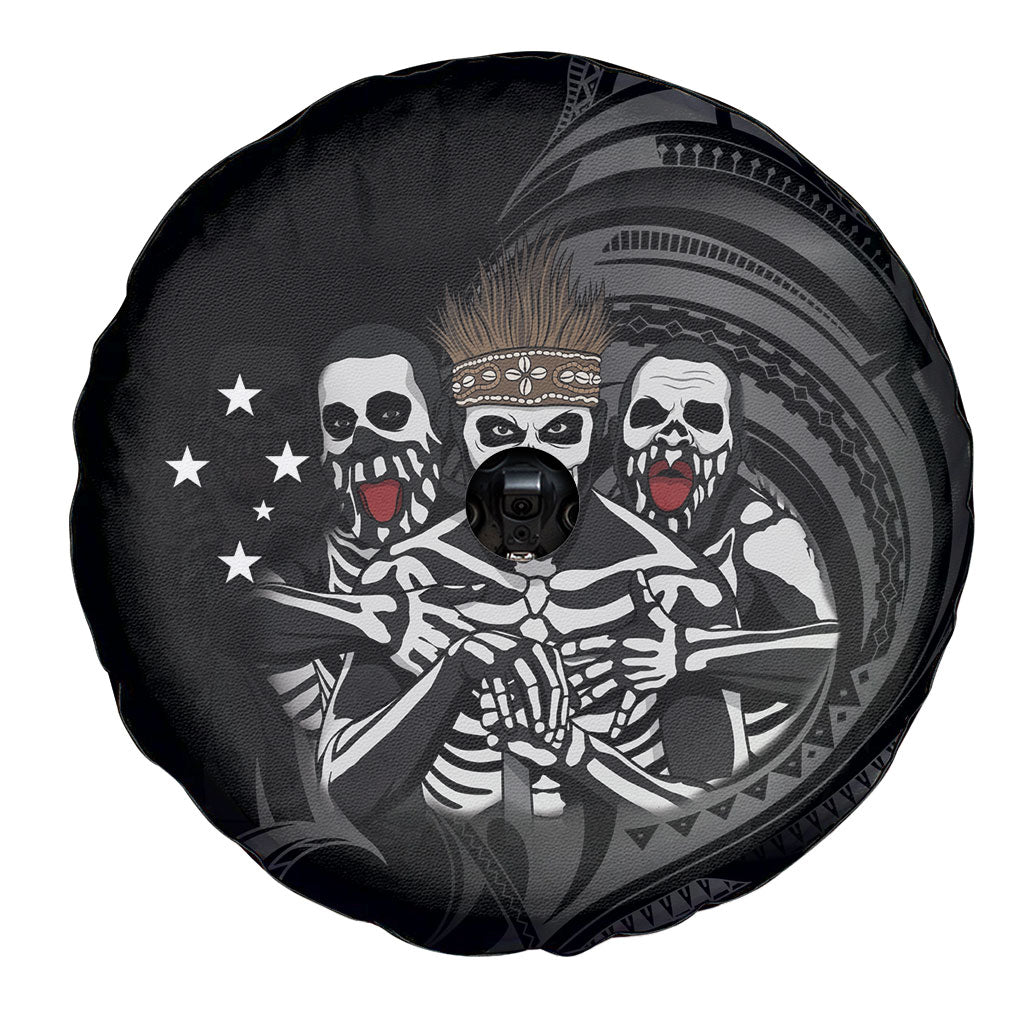 Skeleton Tribe Simbu Province Spare Tire Cover Papua New Guinea Indigenous Pattern LT9 - Polynesian Pride
