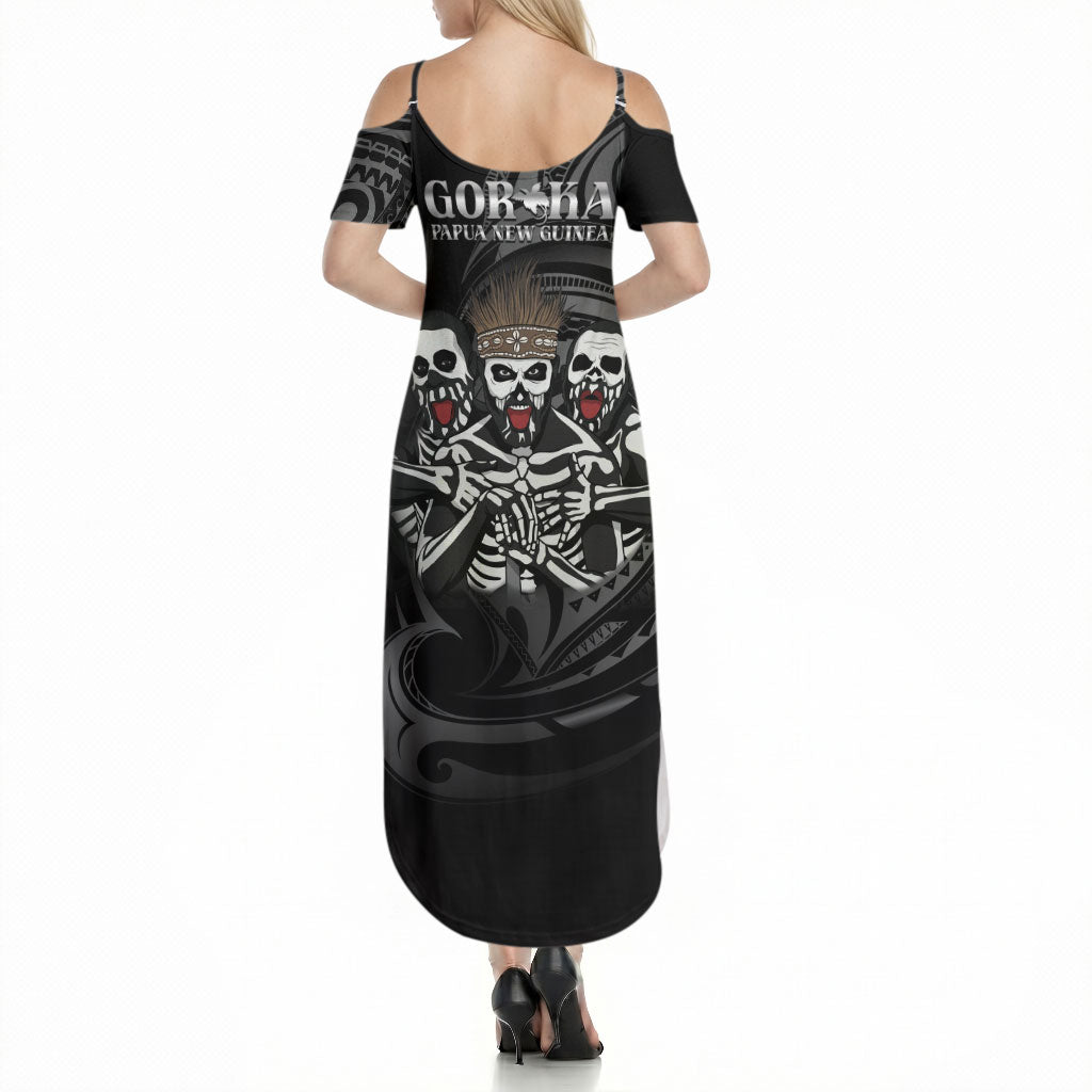Skeleton Tribe Simbu Province Summer Maxi Dress Papua New Guinea Indigenous Pattern LT9 - Polynesian Pride
