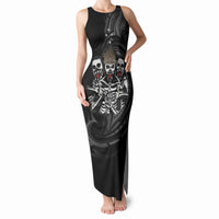 Skeleton Tribe Simbu Province Tank Maxi Dress Papua New Guinea Indigenous Pattern LT9 Women Black - Polynesian Pride