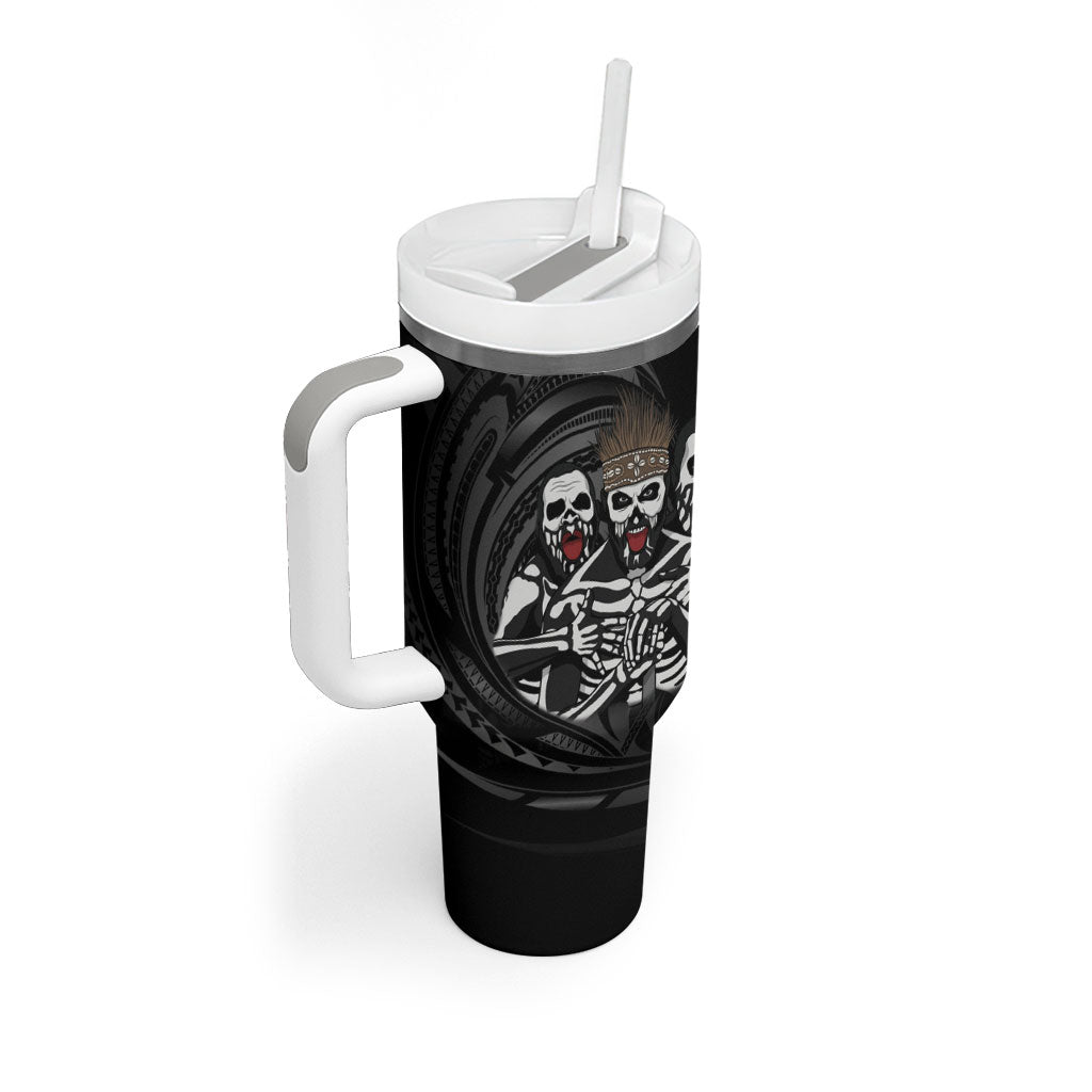 Skeleton Tribe Simbu Province Tumbler With Handle Papua New Guinea Indigenous Pattern LT9 - Polynesian Pride