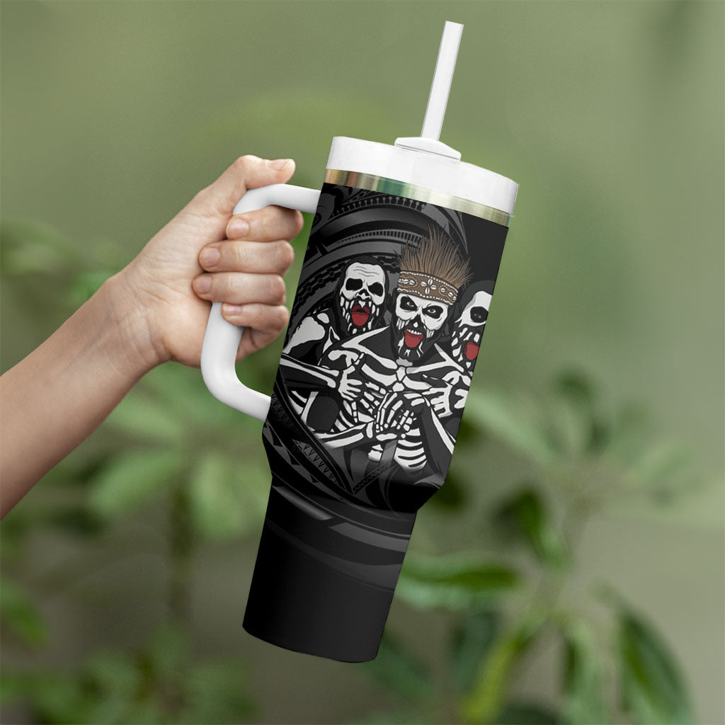 Skeleton Tribe Simbu Province Tumbler With Handle Papua New Guinea Indigenous Pattern LT9 - Polynesian Pride