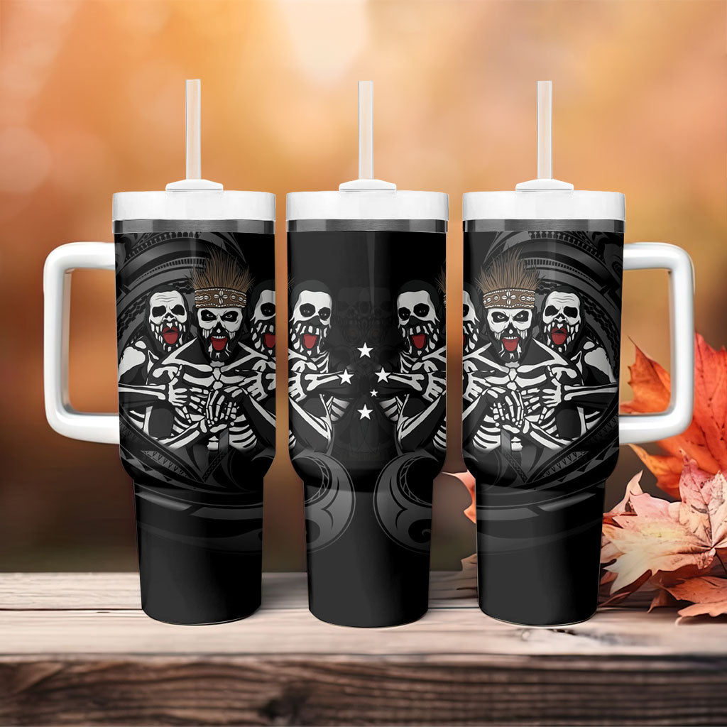 Skeleton Tribe Simbu Province Tumbler With Handle Papua New Guinea Indigenous Pattern LT9 - Polynesian Pride
