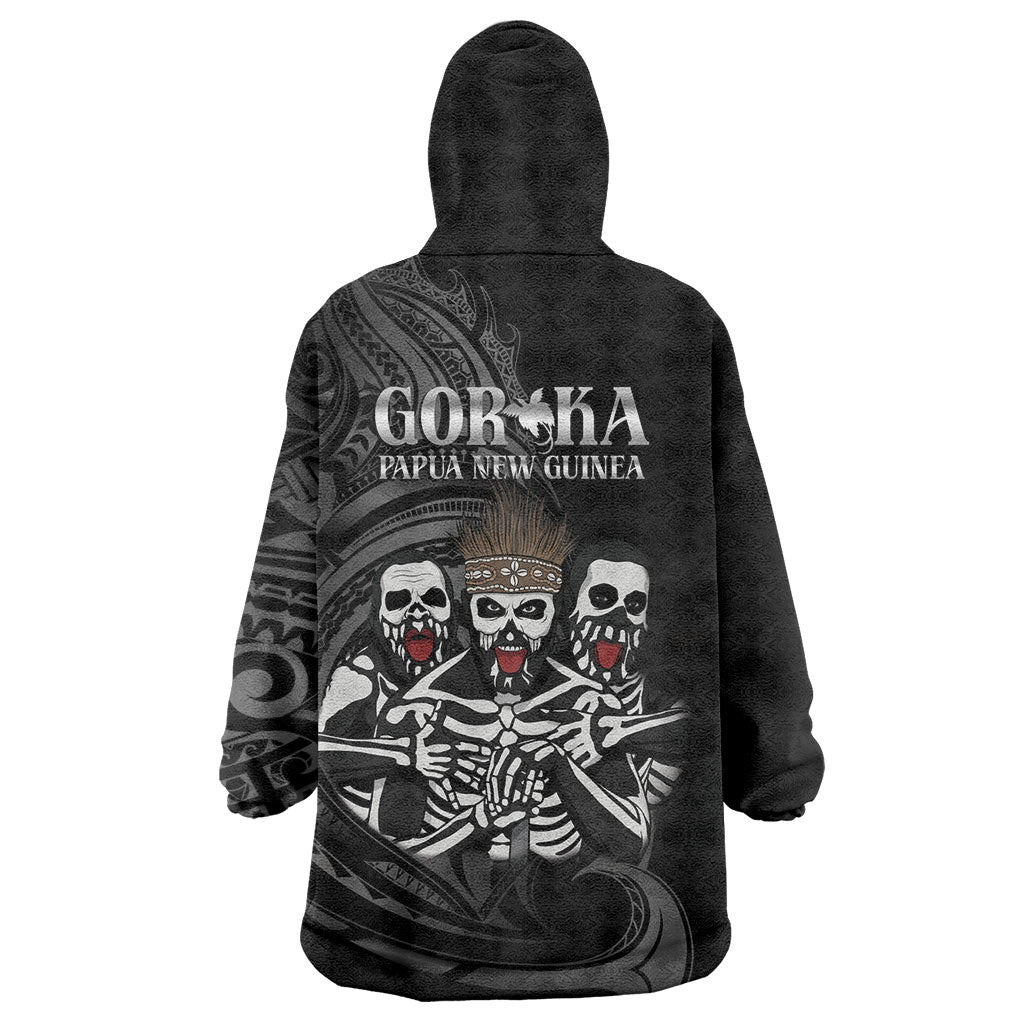 Skeleton Tribe Simbu Province Wearable Blanket Hoodie Papua New Guinea Indigenous Pattern LT9 - Polynesian Pride