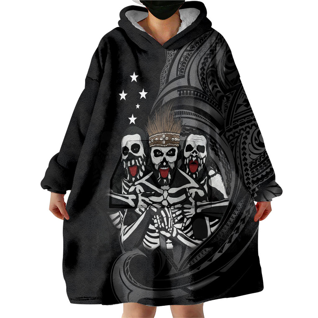 Skeleton Tribe Simbu Province Wearable Blanket Hoodie Papua New Guinea Indigenous Pattern LT9 - Polynesian Pride