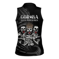 Skeleton Tribe Simbu Province Women Sleeveless Polo Shirt Papua New Guinea Indigenous Pattern LT9 - Polynesian Pride