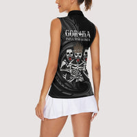 Skeleton Tribe Simbu Province Women Sleeveless Polo Shirt Papua New Guinea Indigenous Pattern LT9 - Polynesian Pride
