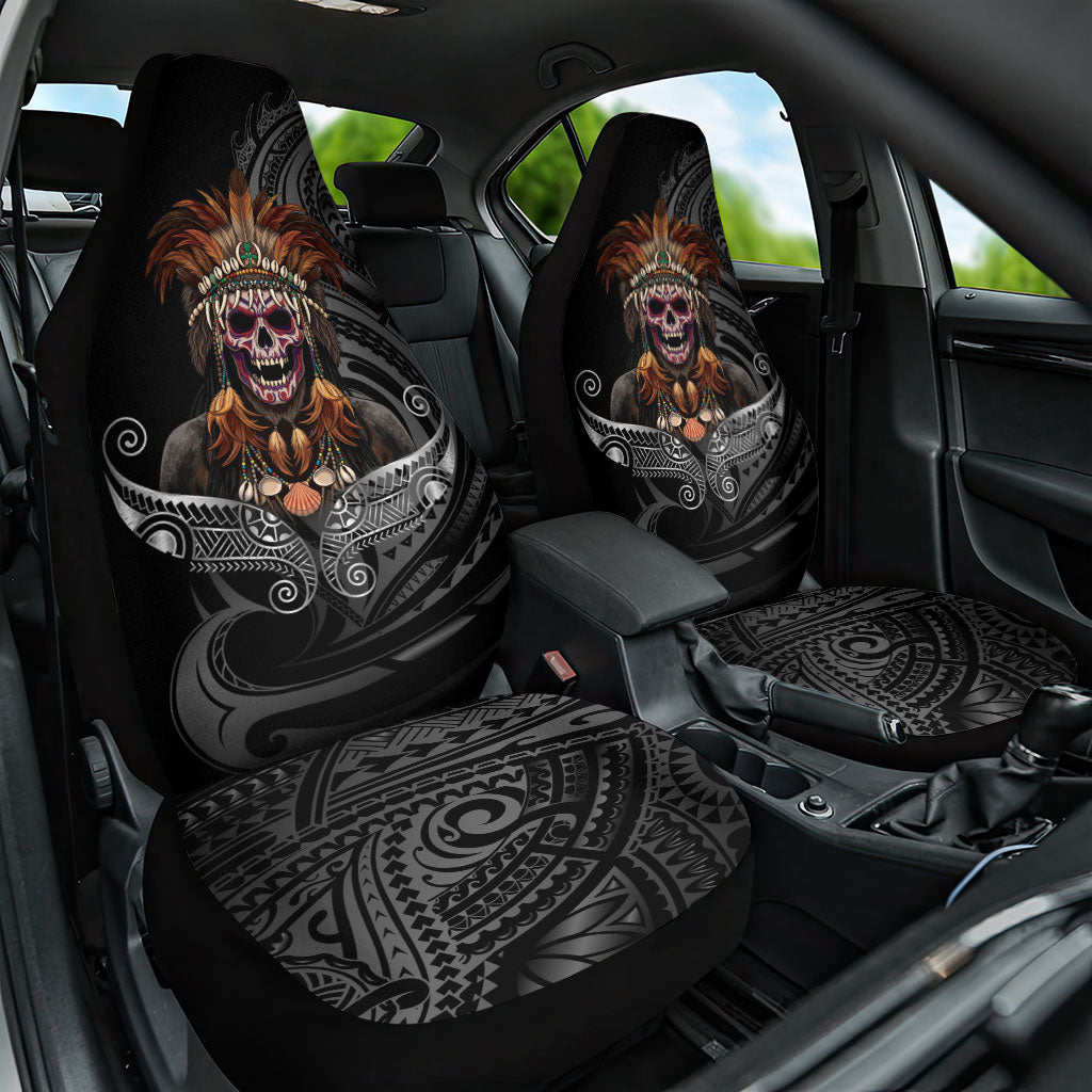 Mokomoko Tribe Eastern Highlands Province Car Seat Cover Papua New Guinea Indigenous Pattern LT9 One Size Black - Polynesian Pride