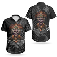 Mokomoko Tribe Eastern Highlands Province Couples Matching Off Shoulder Maxi Dress and Hawaiian Shirt Papua New Guinea Indigenous Pattern LT9 - Polynesian Pride