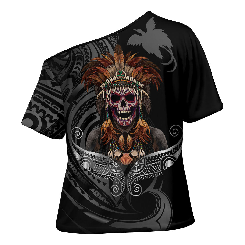 Mokomoko Tribe Eastern Highlands Province Cross Shoulder Shirt Papua New Guinea Indigenous Pattern LT9 - Polynesian Pride