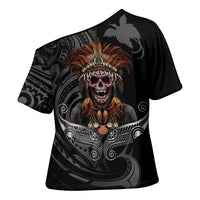 Mokomoko Tribe Eastern Highlands Province Cross Shoulder Shirt Papua New Guinea Indigenous Pattern LT9 - Polynesian Pride