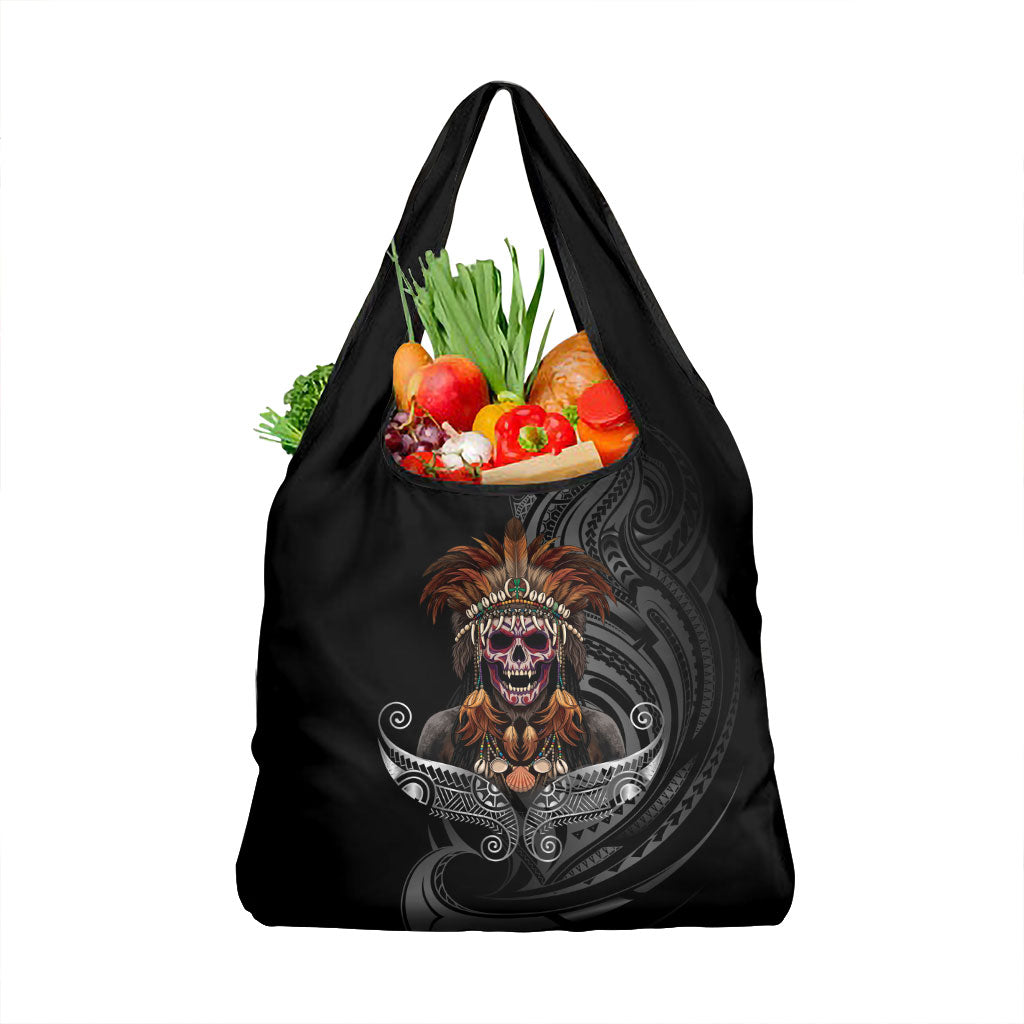 Mokomoko Tribe Eastern Highlands Province Grocery Bag Papua New Guinea Indigenous Pattern LT9 1-pack One Size Black - Polynesian Pride