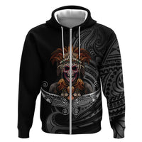 Mokomoko Tribe Eastern Highlands Province Hoodie Papua New Guinea Indigenous Pattern LT9 Zip Hoodie Black - Polynesian Pride