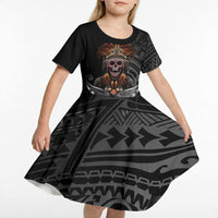 Mokomoko Tribe Eastern Highlands Province Kid Short Sleeve Dress Papua New Guinea Indigenous Pattern LT9 - Polynesian Pride