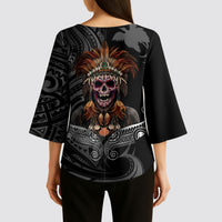 Mokomoko Tribe Eastern Highlands Province Kimono Sleeve Blouse Papua New Guinea Indigenous Pattern LT9 - Polynesian Pride